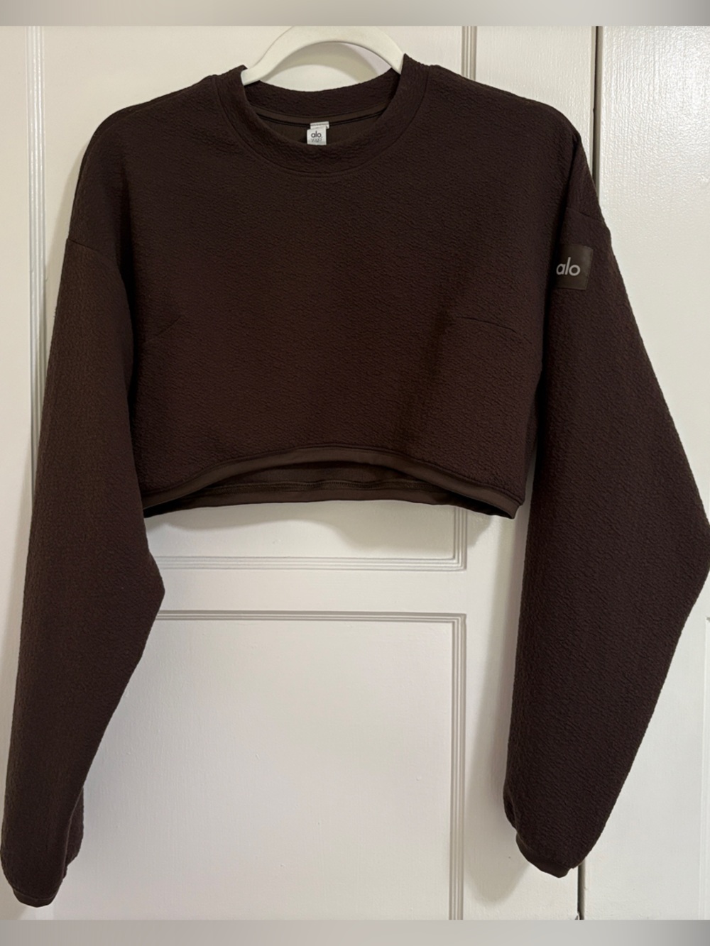 ALO Yoga Women's Cropped Crewneck Sweater - Chocolate Brown